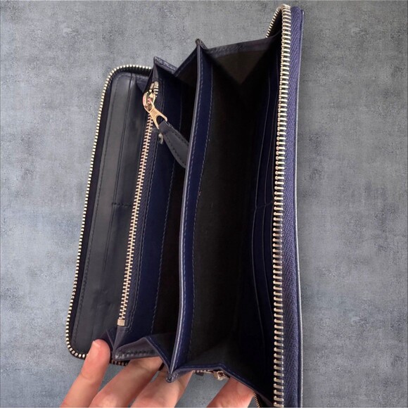 BALENCIAGA Purple Leather & Patent Leather Silver Stud Zip Around Wallet - Picture 8 of 10